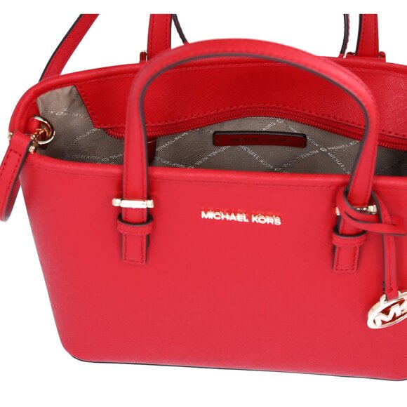 Michael Kors Jet Set Small XS Carryall Convertible Tote Crossbody Bright Red - Picture 8 of 8